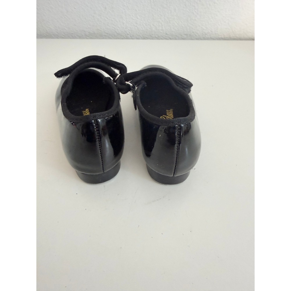 First Class Girls Black Patent Mary Jane Tap Dance Shoes Toe and Heel Taps - Picture 3 of 4